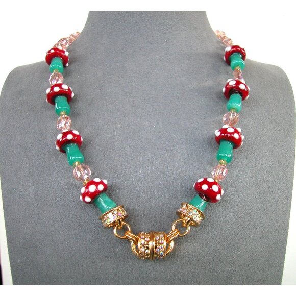Kirk's Folley Jewelry - Kirks Folley Handcrafted Mushroom & Crystal Beaded Necklace